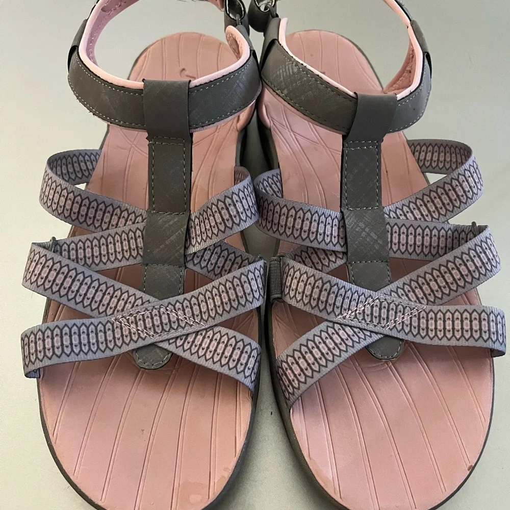 Elegant Pink and Gray Women's Sandals